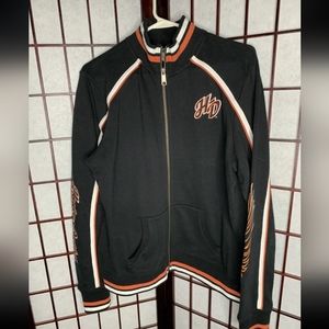 Harley Davidson Womans Black Cotton Zip Up Xl.